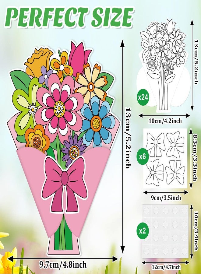 Sereliy 24 Set Mother's Day Crafts DIY Card Color Your Bouquet Craft for Mothers Day Gifts Craft Birthday Gift Classroom Activities.（24 Bouquet） - Image 2